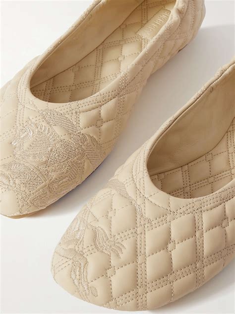 burberry ballerina flats beige|BURBERRY Embroidered quilted leather ballet flats .